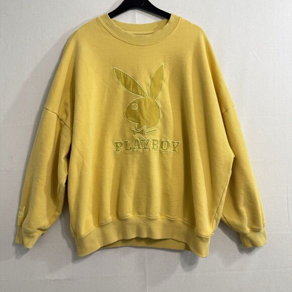 Play Boy By PACSUN Sweatshirt Womens XS Oversized Yellow Embroidered - Picture 1 of 8